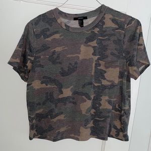 Camo crop top in a size large.